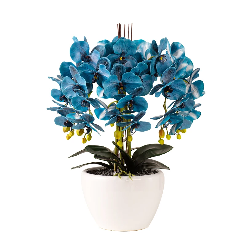 Wholesale Modern Creative White Large Plant Orchid Pot Gold Half Round Ceramic Planters Flowerpot with Orchid Flower