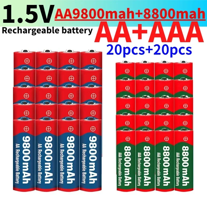 New 1.5V AA 9800 MAh+1.5V AAA 8800 MAh Alkaline1.5V Rechargeable Battery for Clock Toys Camera Battery