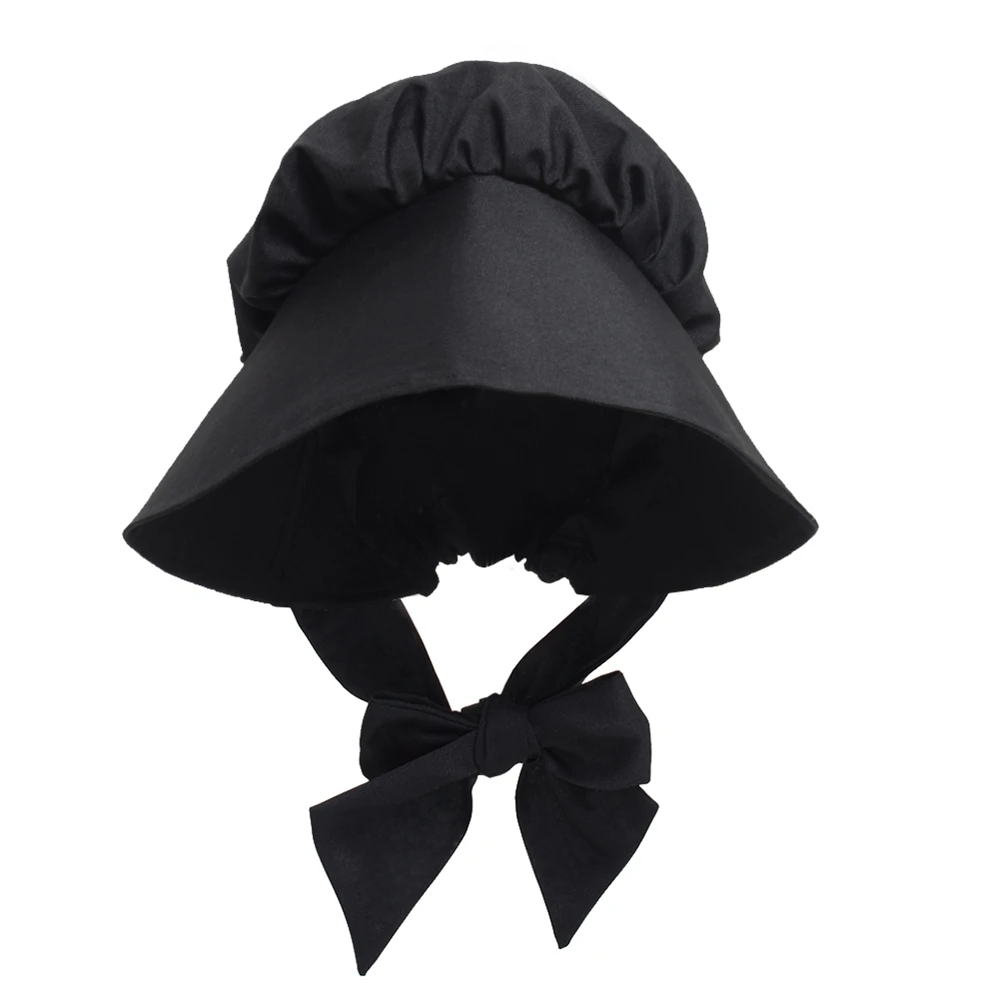 White Women Bonnet Hat Headdress Woman Prairie Cap Maid Cosplay Accessory Vintage Maid Headpiece