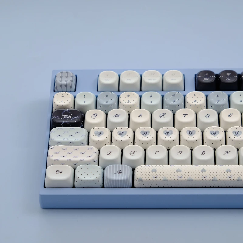126 Keys Polka Dots Keycaps PBT Keycap MOA/XOA Profile Dye Sublimation Round Cute KeycapsFor MX Mechanical Keyboard 6.25U 7U