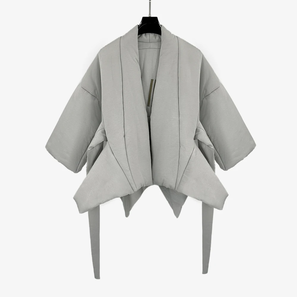 

Простая утолщенная теплая женская зимняя куртка Y2k дизайнерский смокинг с галстуком элегантная хлопковая куртка для поездок Топы Осень 2024 Новинка