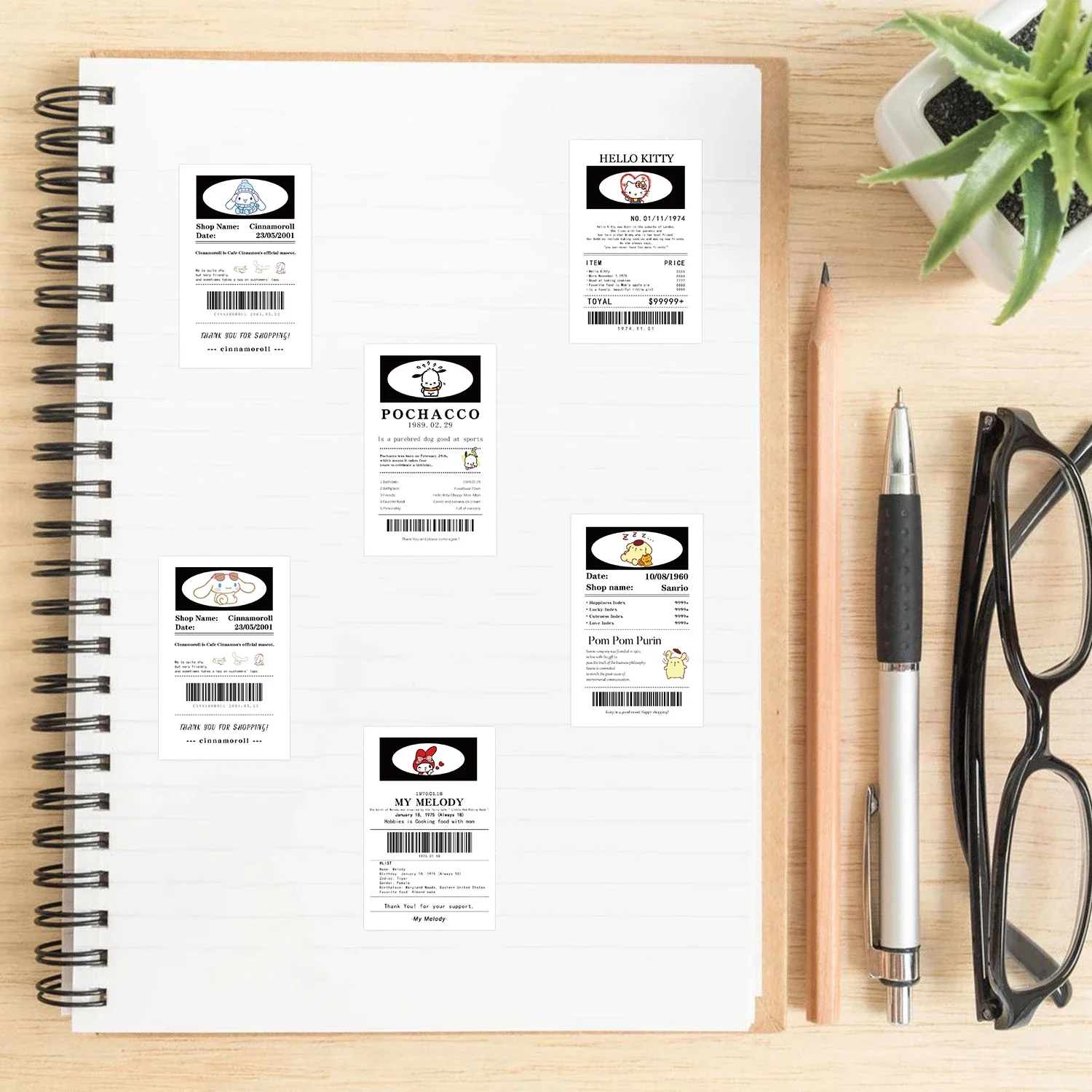 20pcs Kawaii Sanrio Poster Stickers Aesthetic Cinnamoroll Hello Kitty Kuromi Cartoon Labels Decals Stickers for Kids Girls