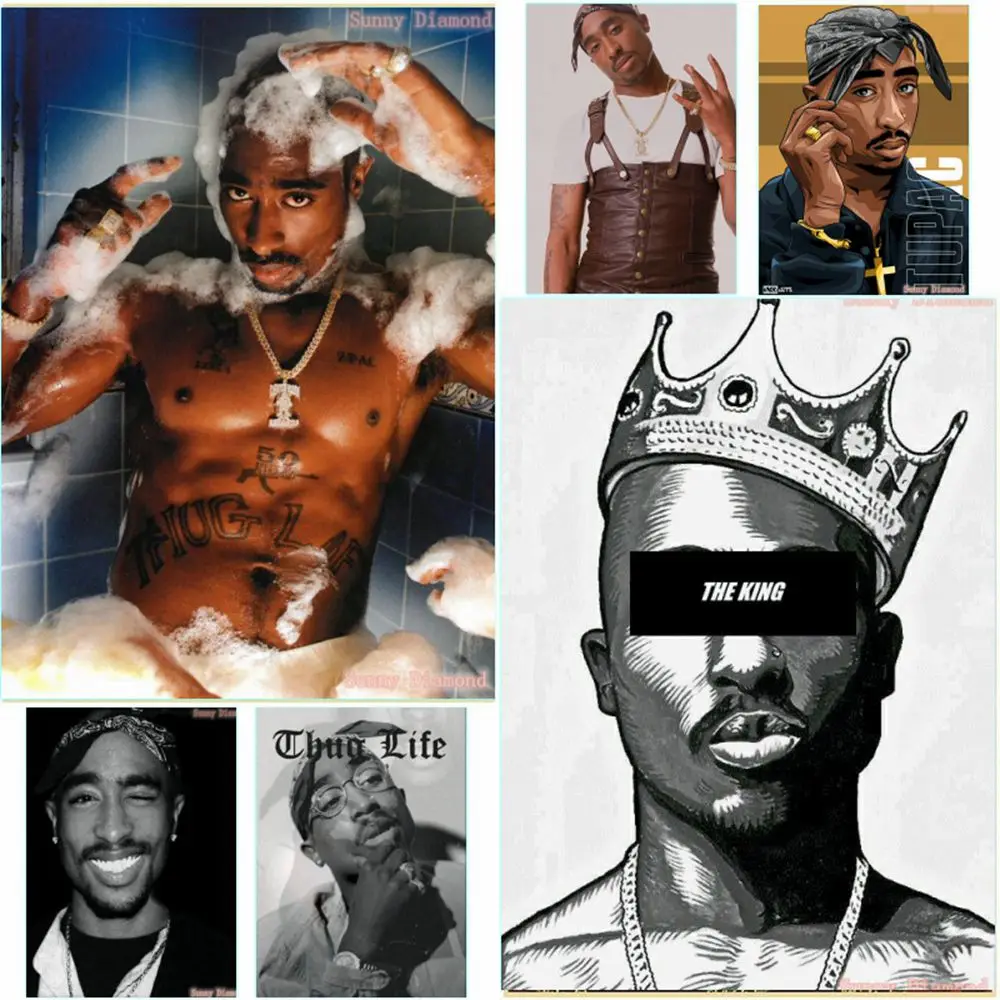 

Famous Hip-Hop Singer Tupac Diamond Mosaic Painting 2Pac Jada Rapper Music Poster Wallpaper Rhinestone Embroidery Home Decor Art