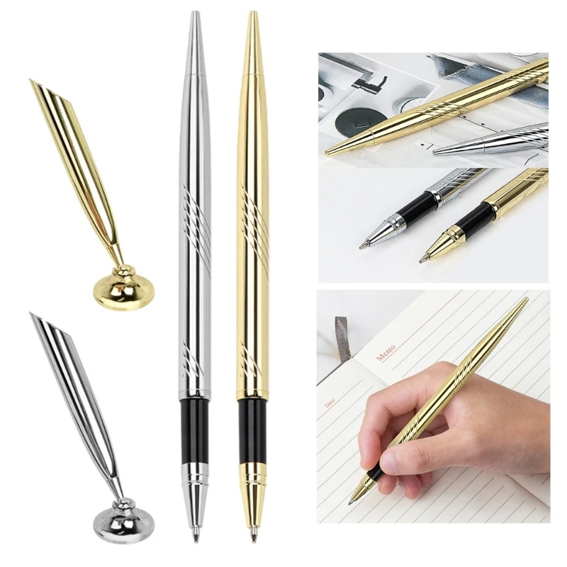 4 Pcs Reception Pen Ballpoint Pen Desktop Pen Counter Service Pen with Base Smooth Writing Pen for Bank Desks Hotel F19E