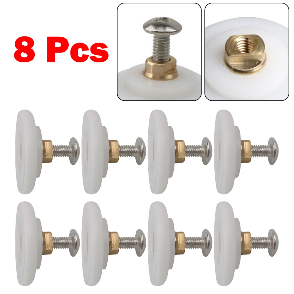 

8pcs Replacement Rollers Shower Door Wheels Shower Glass Door Rollers Bathroom Accessories With Stainless Steel Sews Set