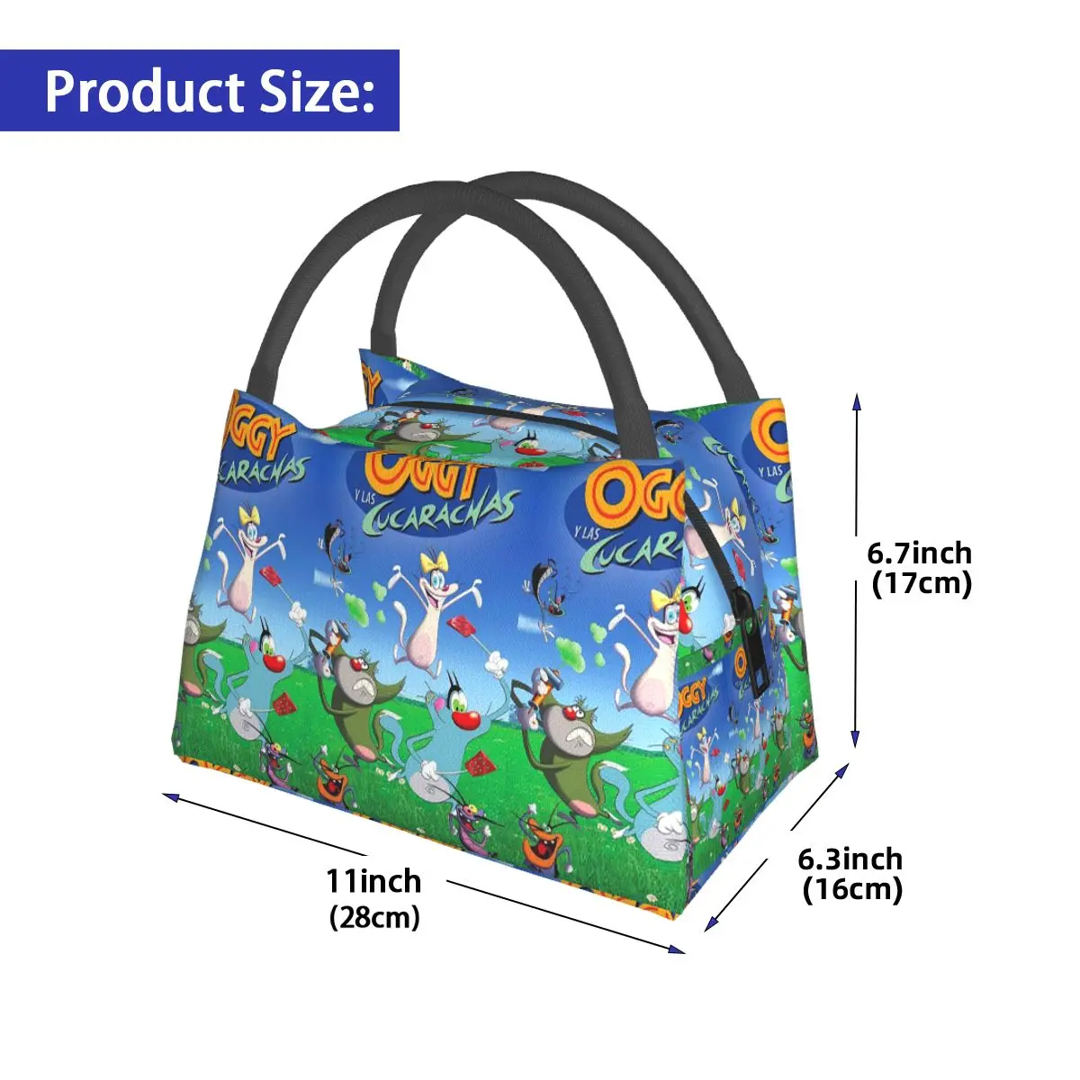 Animation Anime Film Oggy And The Cockroaches Insulated Lunch Bag for Women Kids Portable Food Boxes Thermal Lunch Box Tote