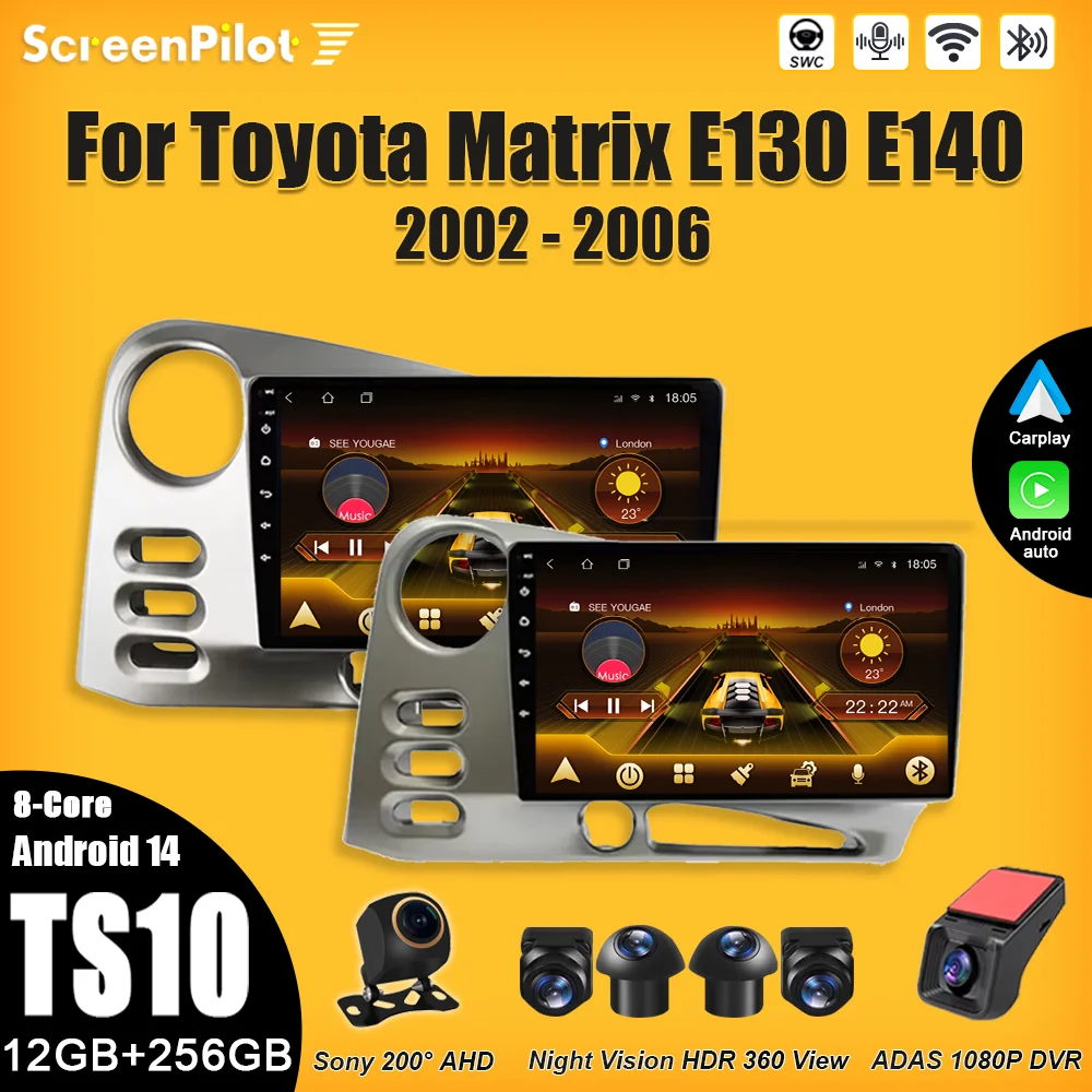 

Android 15 For Toyota Matrix E130 E140 2002 - 2006 Multimedia Video Player Carplay Touch Screen RDS Wireless Android Auto Wifi