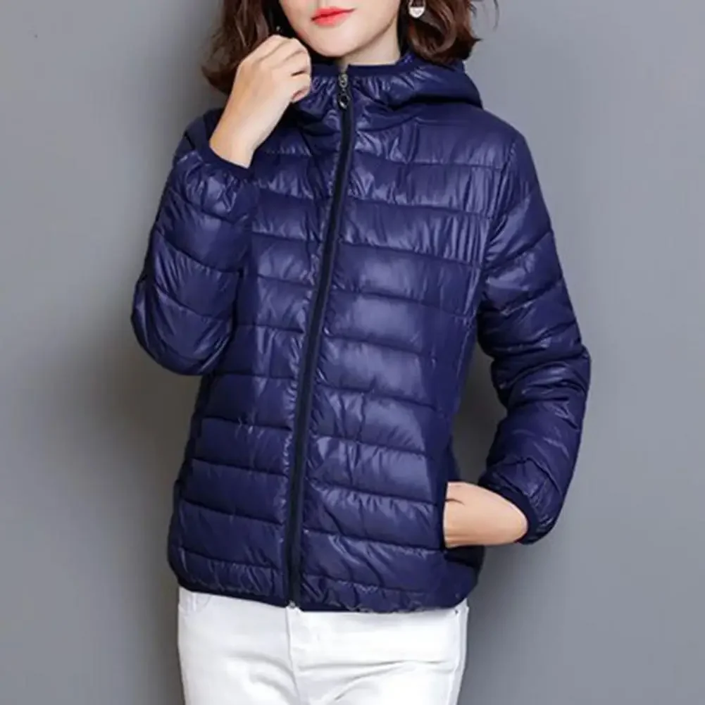 2025 automne hiver solide femmes manteau rembourré à capuche épais chaud lisse coupe ajustée fermeture à glissière dame manteau veste
