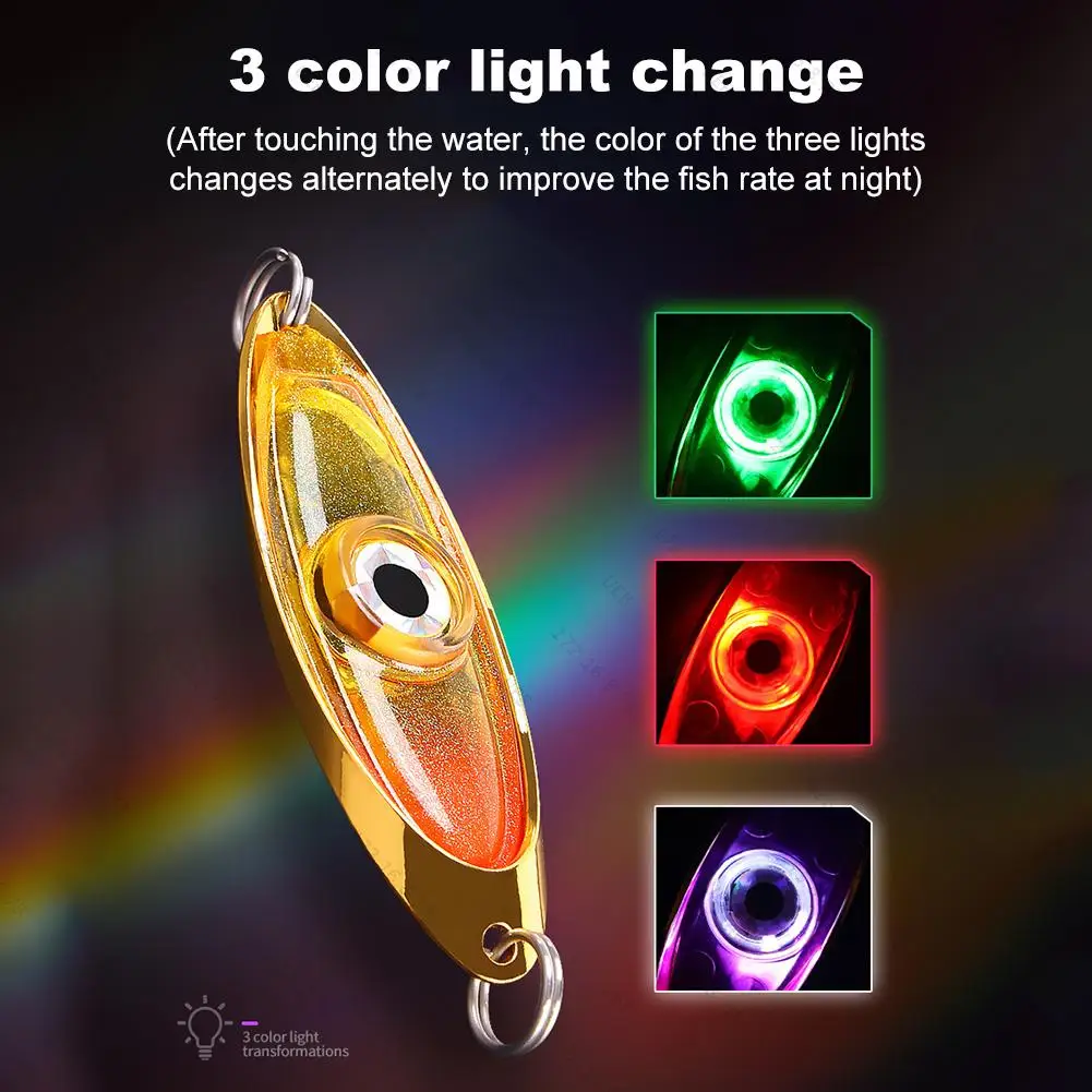 1-3PCS LED Fishing Lure Light Rotatable Underwater Eye Shape Fishing Lure Light Fishing Squid Bait Luminous Lure Attracting Fish