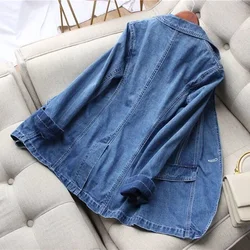 Vintage Suit Women Jeans Jacket Casual Tops Loose Short Denim Blazer Outwear Female Cowboy Basic Coat New 2023 Spring Autumn ERW