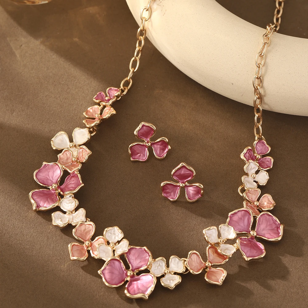 Cring Coco Enamel Flower Necklace for Women, Elegant Gift