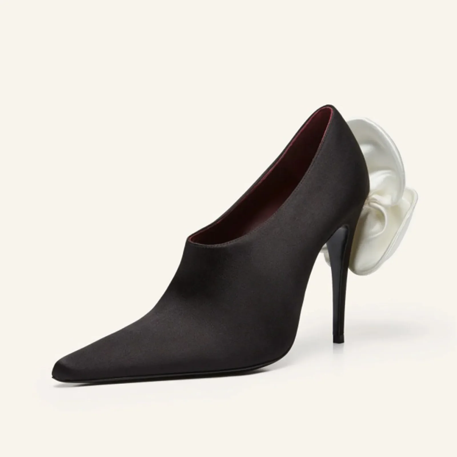 2025 الربيع أشار تو سوبر عالية الكعب زهرة حذاء من الجلد مختلط الألوان خنجر سحب على الساتان الأحذية الحديثة #3