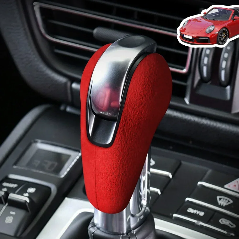 Suede Car Gear Head Lever Shift Knob Cover Protector Trim Decoration Accesrioes For Porsche Macan Panamera Boxter 718