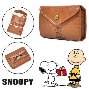 Snoopy Vrouwen Korte Portemonnee Kleine Mode Cartoon Lederen Portemonnee Dames Kaart Tas Voor Vrouwen Clutch Vrouwelijke Portemonnee Geld Clip Portemonnee