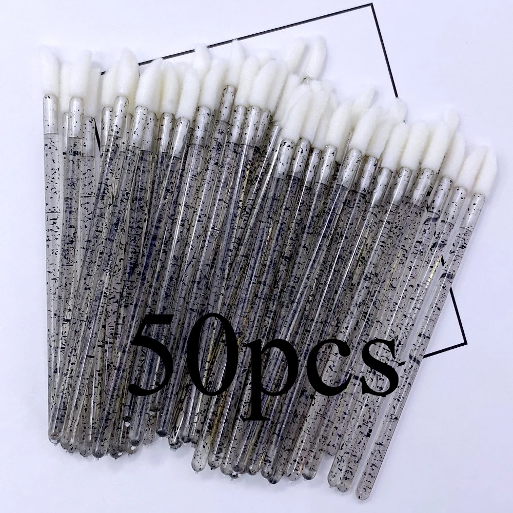 50 stücke Kristall Lippen Pinsel Wimpern Applikator Mascara Zauberstäbe Pinsel Lippenstift Zauberstäbe Make-Up Werkzeuge Wimpern Verlängerung Liefert