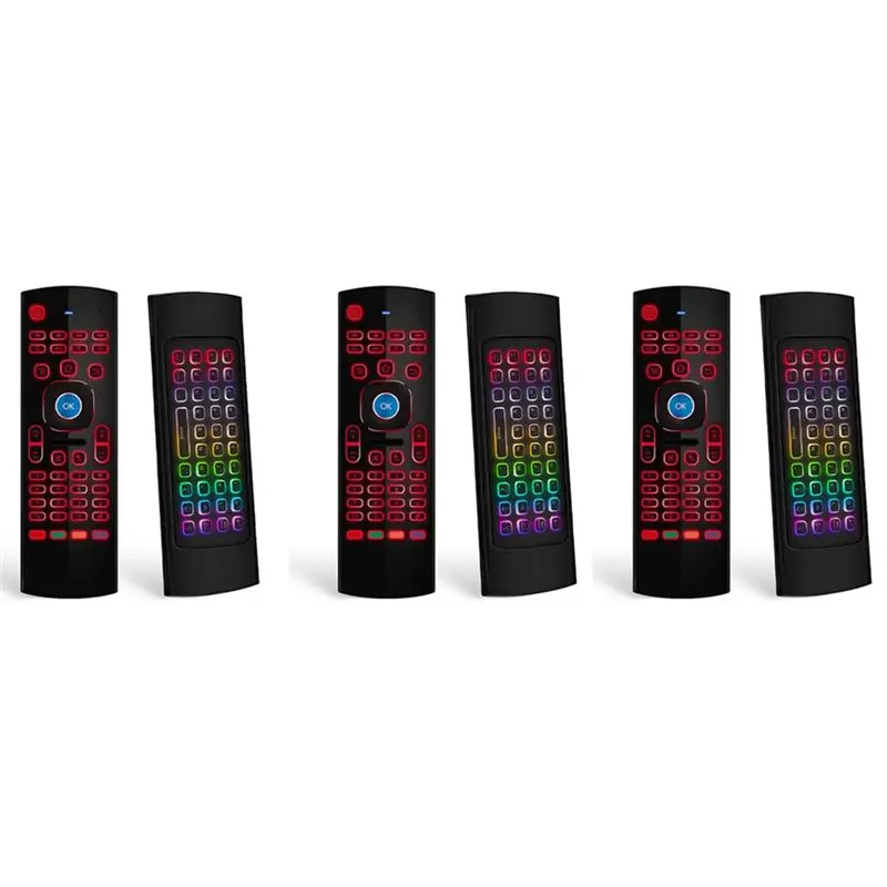 DT39 Air Mouse for Android TV Box, Mini Wireless Keyboard Remote Control with RGB Backlit MX3 Pro IR Learning