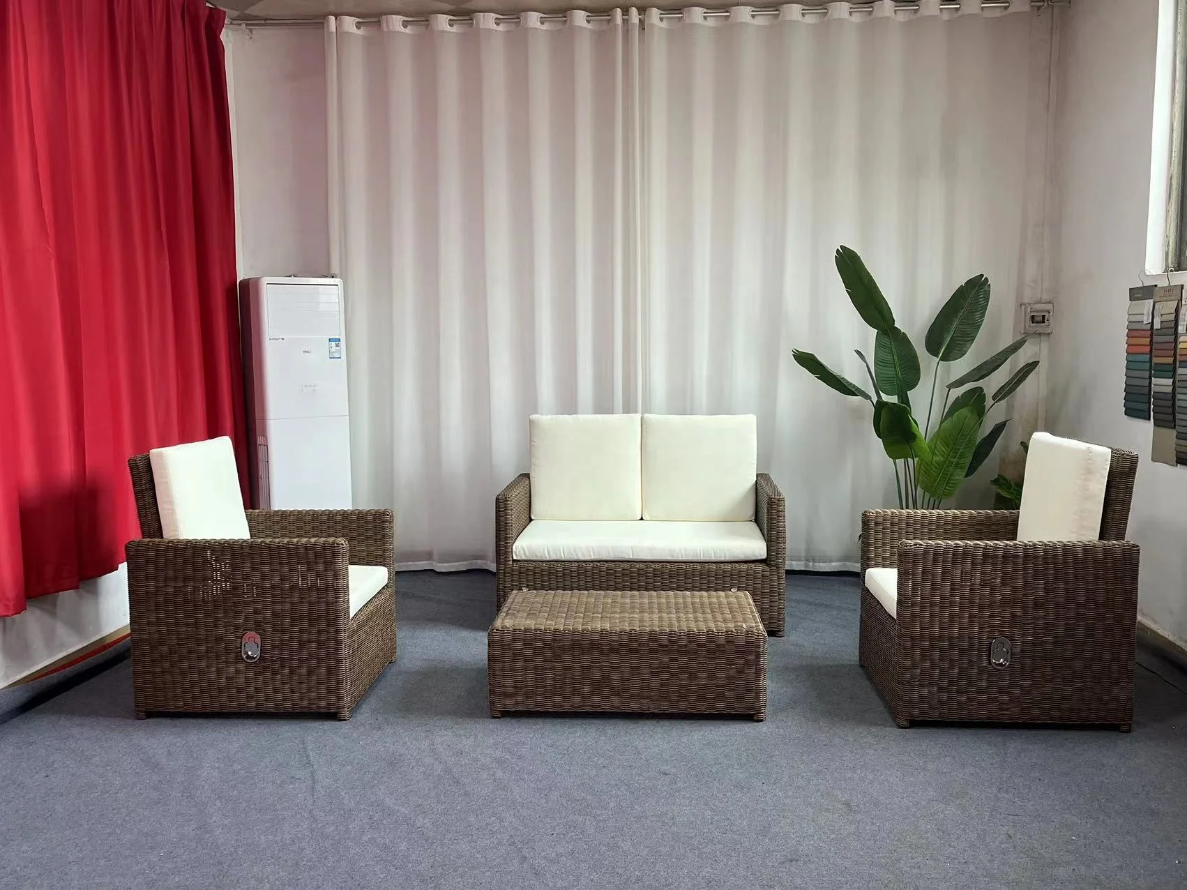 

-Регулируемый высококачественный плетеный садовый диван из ротанга, набор для балкона, ресторана, патио, уличная мебель