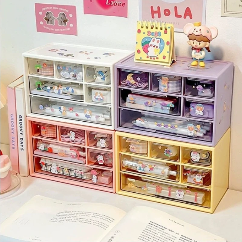 Sanrio Desenhos Animados 9 Compartimento Caixa De Armazenamento, Pequenos Objetos, Gaveta Desktop, Bonito Jóias, Papelaria Caixa De Armazenamento