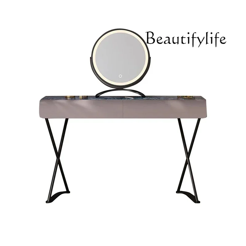 N19 Minimalist Stone Plate Dresser Chest of Drawers Modern Simple and Light Luxury Advanced Solid Wood Makeup Table