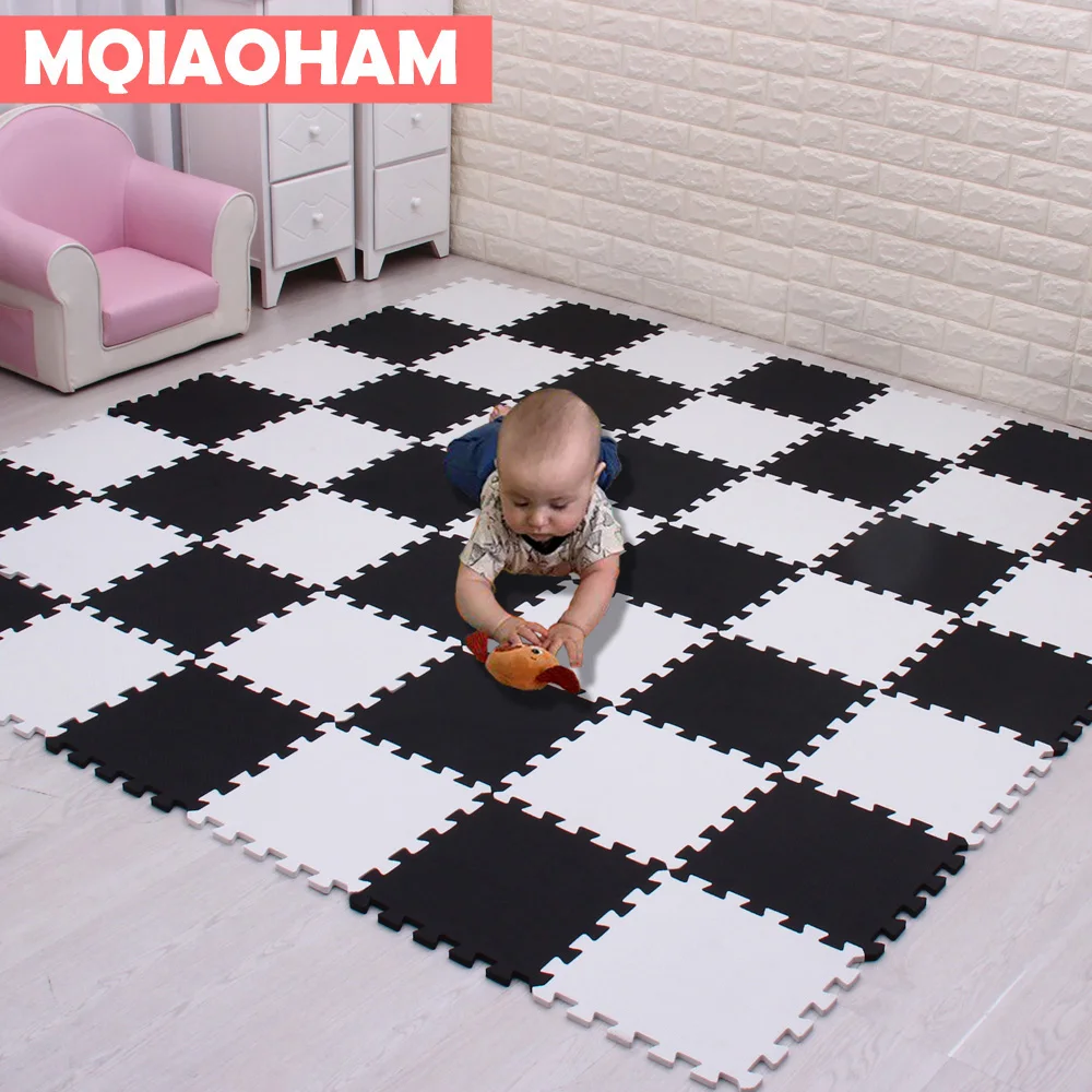 MQIAOHAM Baby EVA Foam Play Puzzle Mat 30pcs/lot Black and White Interlocking Exercise Tiles Floor Carpet And Rug for Kids Pad