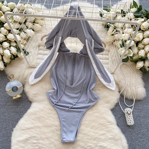 HotSweet أرنب فتاة تأثيري زي موحد للنساء مثير المرأة بدلة بدون أكمام بذلة لطيف عارية الذراعين ملابس داخلية جوفاء أفضل 10 امرأة نحيفة مبيعا في البيكيني - رقم 6