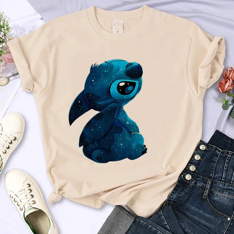 fashion  90s stitch disney Funny Cartoon T Shirt Women Cute Manga T-shirt Y2k Graphic Tshirt Streetwear Top Tees Female Clothes