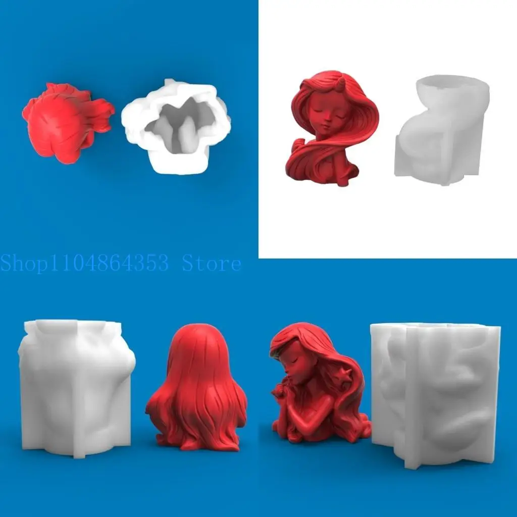 

652F Ocean Girl Mold Silicone Mold for Candle Making,DIY Resin Crafts Mold for Aromatherapys Soap