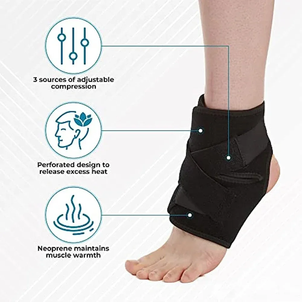 Attelle de cheville noire respirante, conception ergonomique durable pour la récupération des blessures sportives, prévention des entorses et stabilité