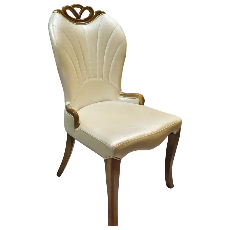 

European hotel club Internet celebrity dining chair Solid wood home restaurant Back chair Soft bag Modern simple single leisure