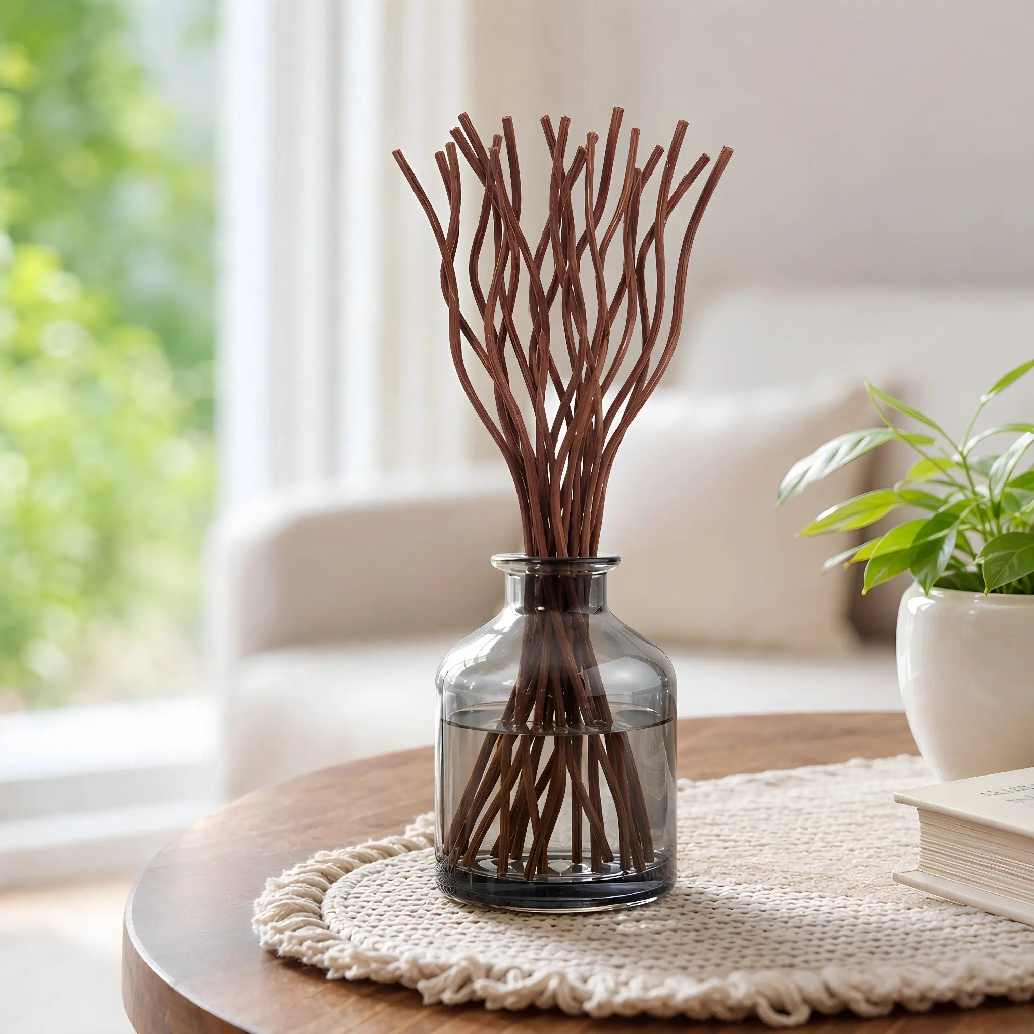 50Pcs Wavy Rattan Reed Diffuser Sticks Natural Aromatherapy Volatile Diffuser Replacement Sticks for Home Office Bedroom Wedding