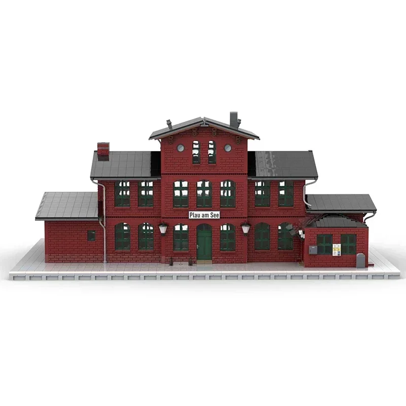 Street View Model Moc Building Bricks Branch Line Train Station Technology Modular Blocks Gifts Christmas Toys DIY Sets Assembly