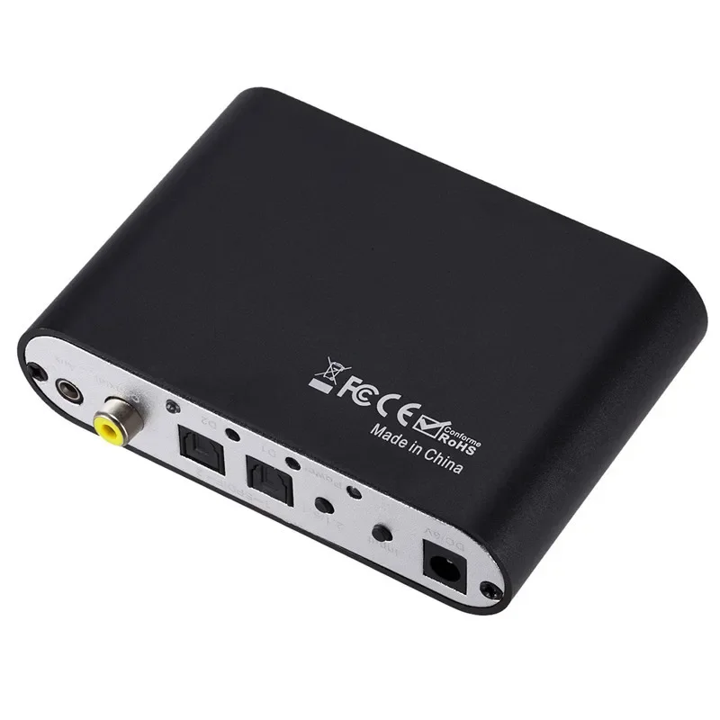 Decodificador de áudio digital 5.1 ch, spdif coaxial para rca dts ac3, conversor analógico, hd