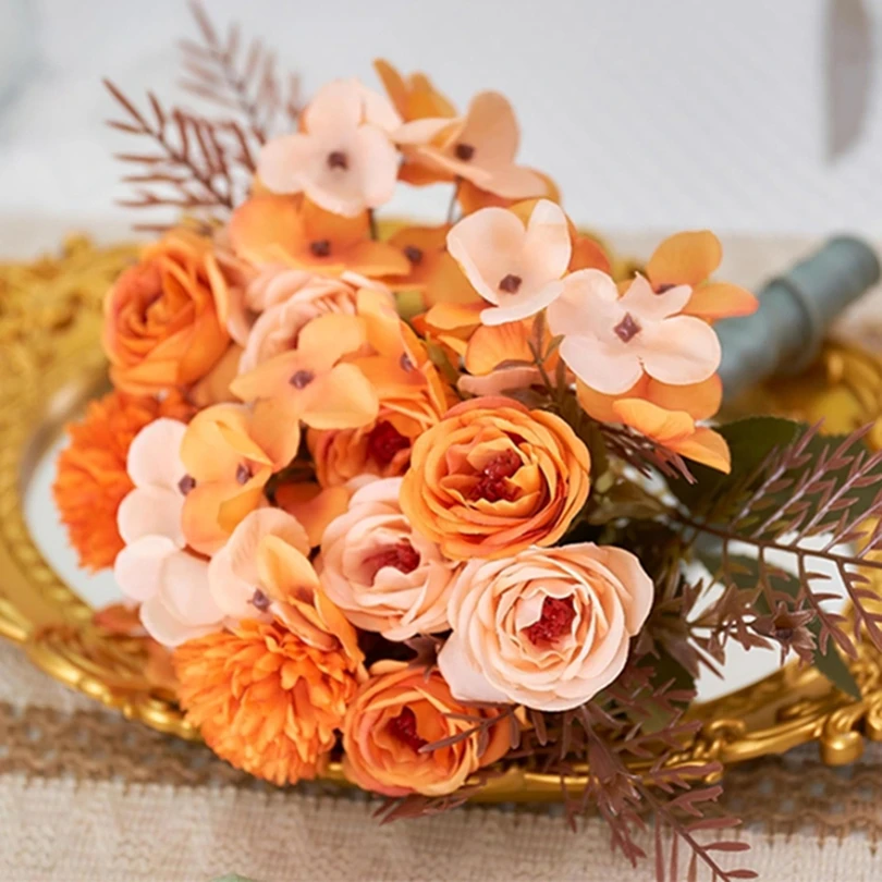 

5Pcs Silk Roses Artificial Flowers Wedding Home Table Festival High Quality Vase Decor Bride Bouquet Scrapbook Wreath Photograph