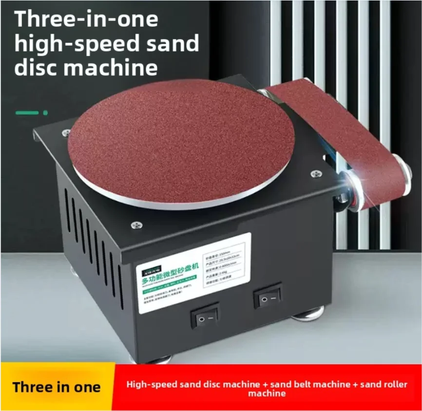 Mini Electric Belt Sander DIY High-Speed Sand Disc Machine Multifunction Desktop Grinding Machine Polishing Woodworking Tool