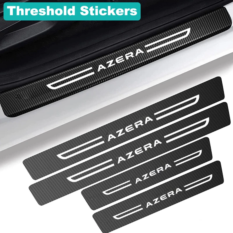 Car Door Threshold Stickers Rear Trunk Sill Protect Strip for Azera Carbon Fiber Leather Durable Decals Accessories
