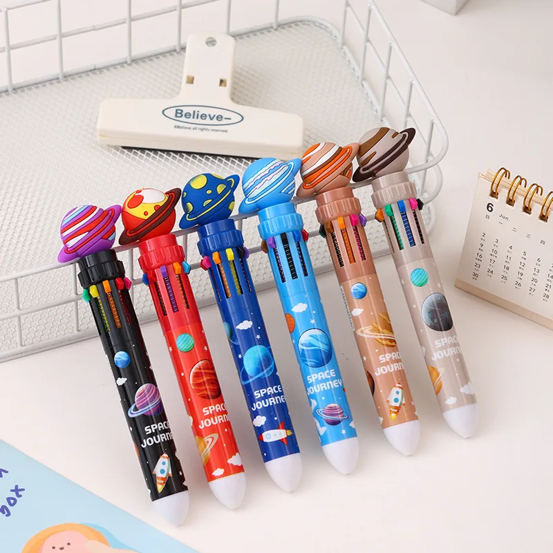 

36 Pcs with Box Cartoon Planet Color Ballpoint Pen Children's Hand Account Pen Color Scribing Creative Prize Student 0.7