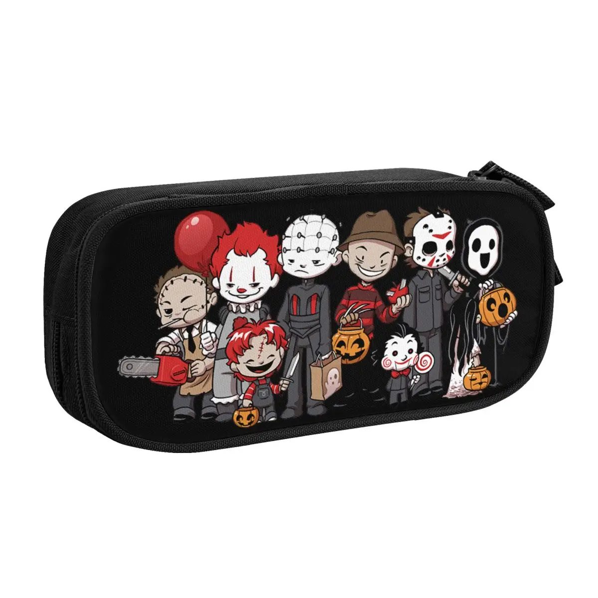 Custom Halloween Horror Movie Character Korean Pencil Case Girls Boys Large Storage Pencil Box Students Stationery