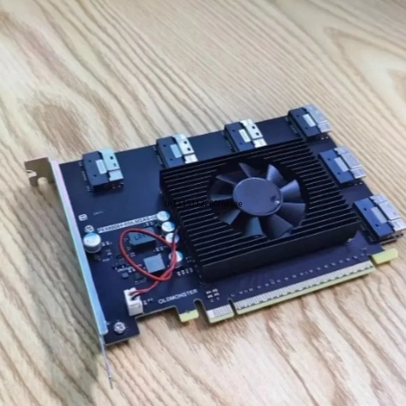 For PCIe 4.0 Bifurcation Switch Expansion Board for Broadcom PEX88064 Chip, 6 SFF-8654 8i Ports, U.2 NVMe SSD Expansion