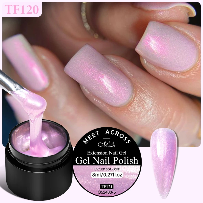 MEET ACROSS 8ml Pink Purple Blue Aurora Extension Gel Nail Polish For Nails Dream Color Semi Permanent Nail Art Varnish Hard Gel