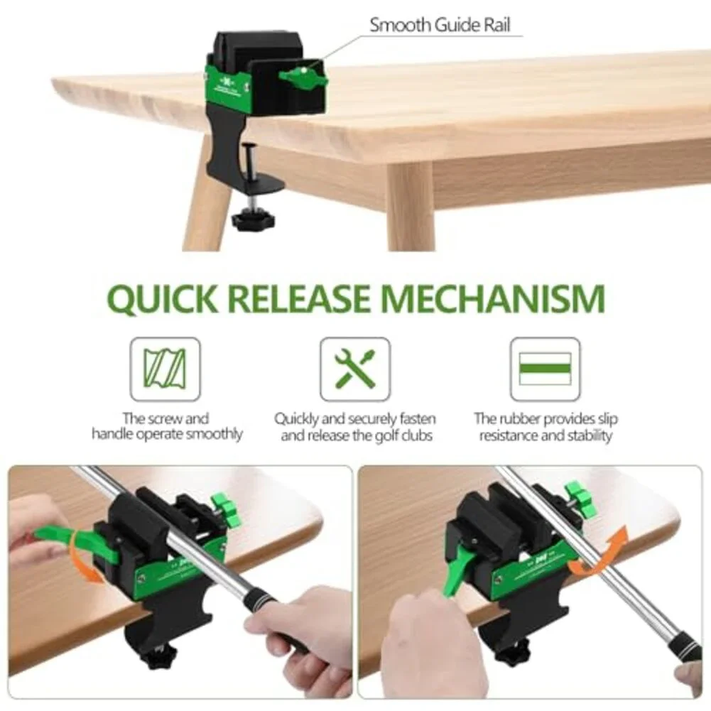Golf Club Vise With Quick Release Clamp Aluminum Grip Disassembly Tool For 6-28mm Shafts Golf Club Regripping Accessories