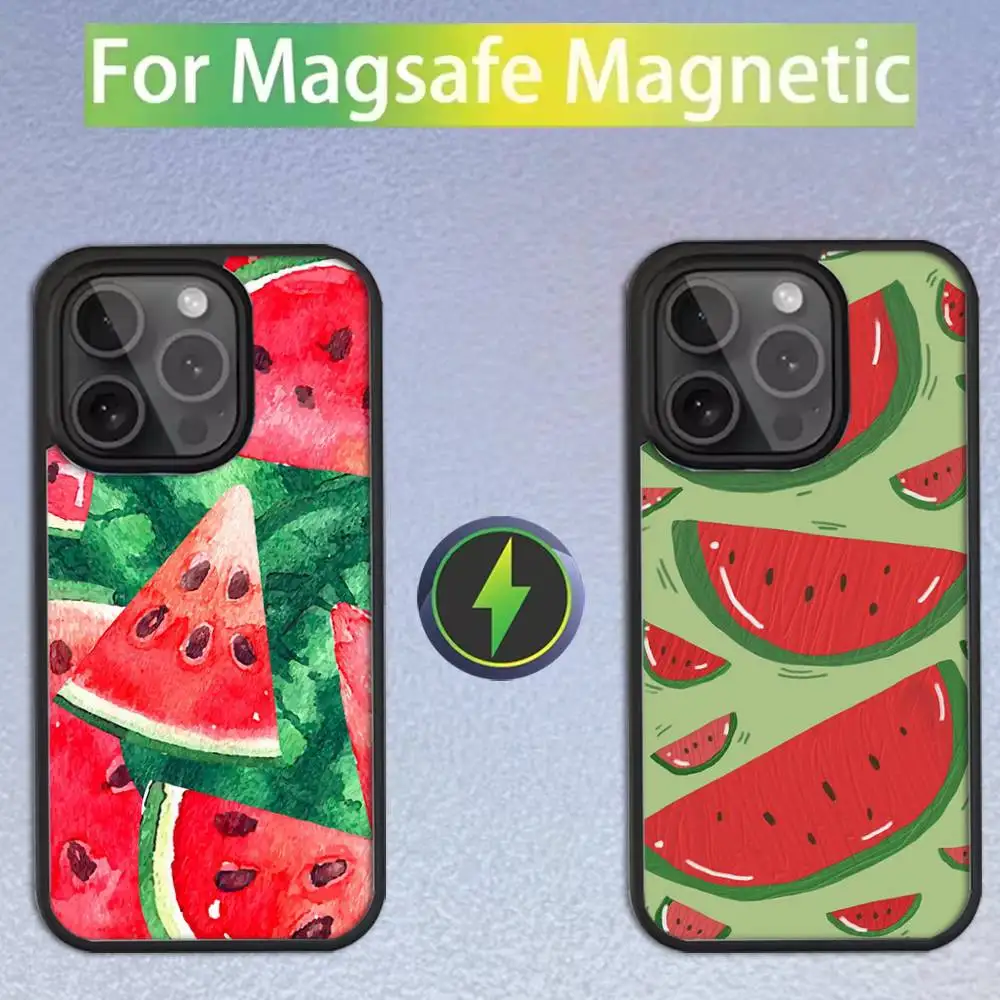 

Summer Cartoon Watermelon Phone Case For iPhone 16,15,14,13,12,11,Pro,Max,Plus,Mini,SE Magsafe Magnetic Wireless Charging