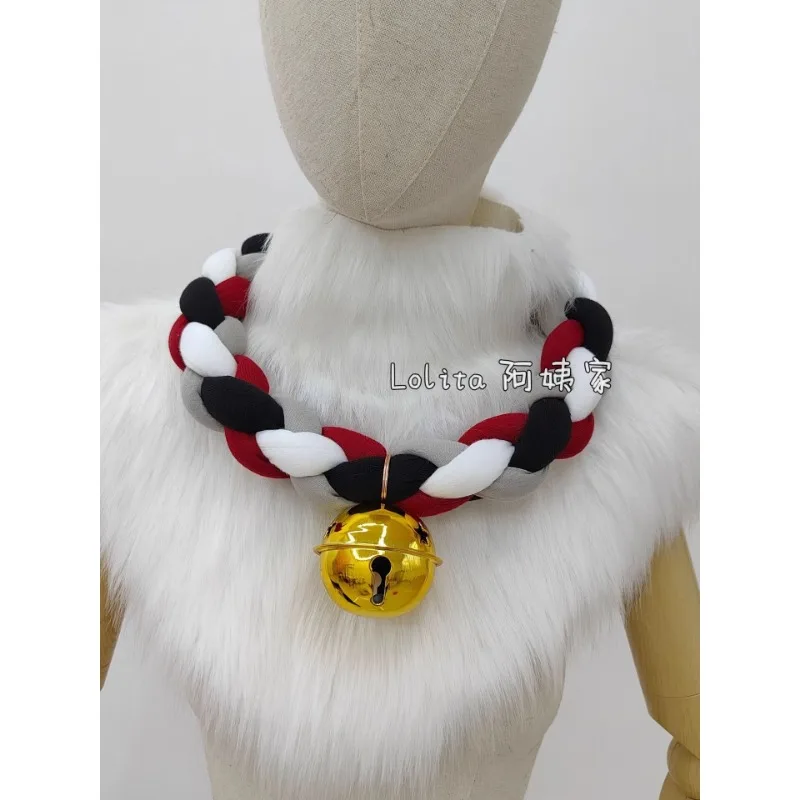 Animal Collar Furry Four Strand Fried Dough Twists Woven Bell Animal Accessories