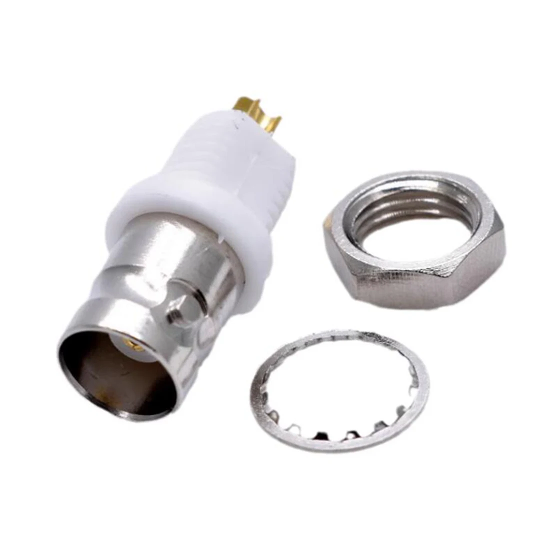 1PC BNC Female Nut RF Coax Connector with Insulated White Glue Q9 Jack Welding Panel Socket 50Ohm NEW