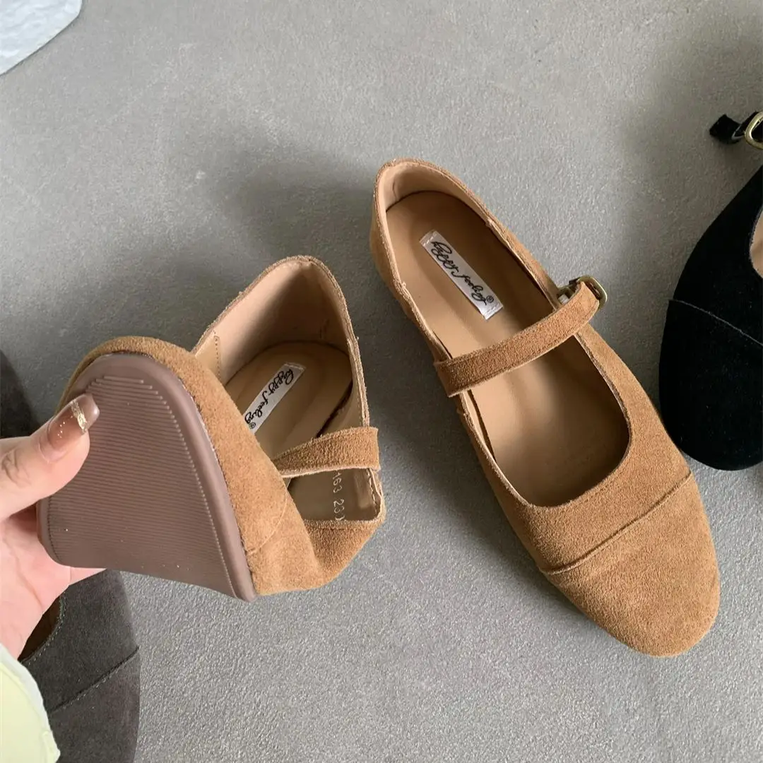 Bailamos 2024 Spring New Women Flats Fashion Round Toe Ladies Shallow Mary Jane Shoes Soft Flat Heel Ballerinas Shoe Mujer 40