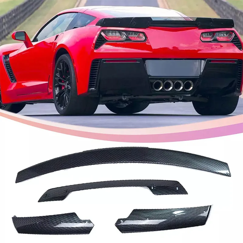 Z06 Stage 3 Rear Trunk Lip Wing Spoiler For 2014- 2019 Corvette C7 Carbon Style Lid High Car Tailgate Flap Trim ABS Accessories