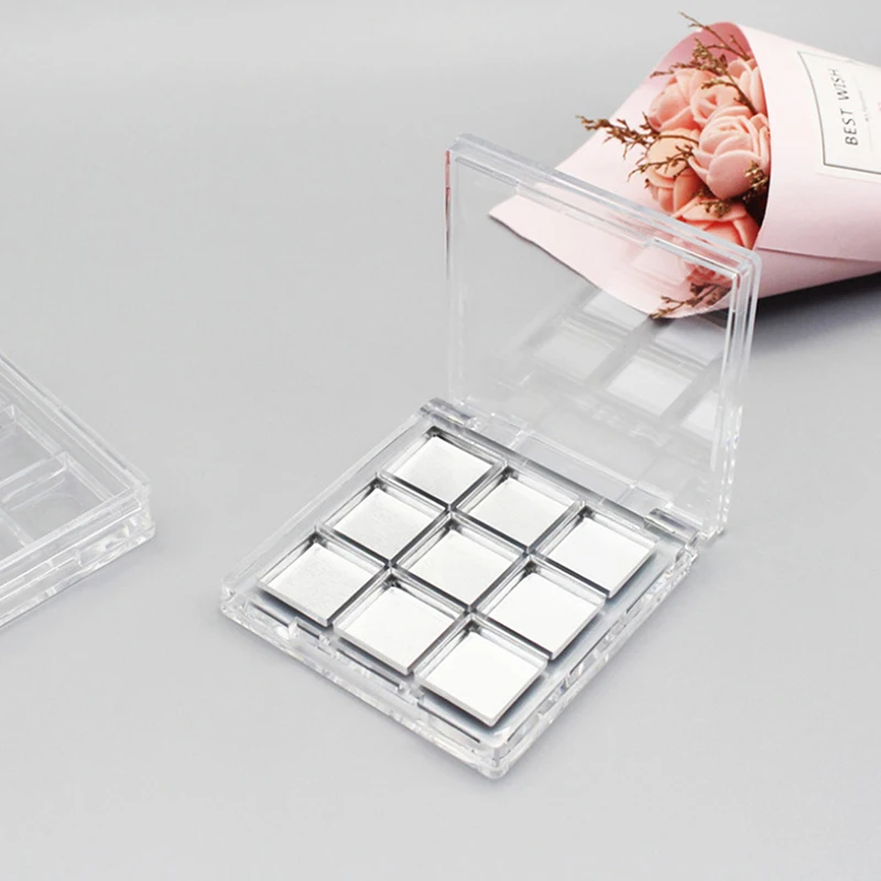 Clear Square Eyeshadow Case 9 Grids Palette Eye Makeup Storage Box Empty Eyeshadow Dish DIY Eyeshadow