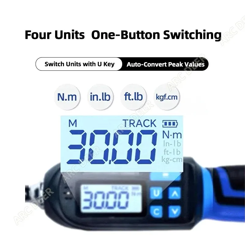 Digital Torque Wrench with Preset Values Buzzer and LED Flash Notification Auto Repair, Bicycle, Motorcycle Maintenance Tool
