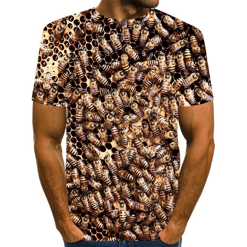 

Men Tshirt Short Sleeve 3D Honeycomb T Shirts For Mens Bee Graphic Men Tops Honey Bees Top Summer Tee Little Bee Short Sleeve