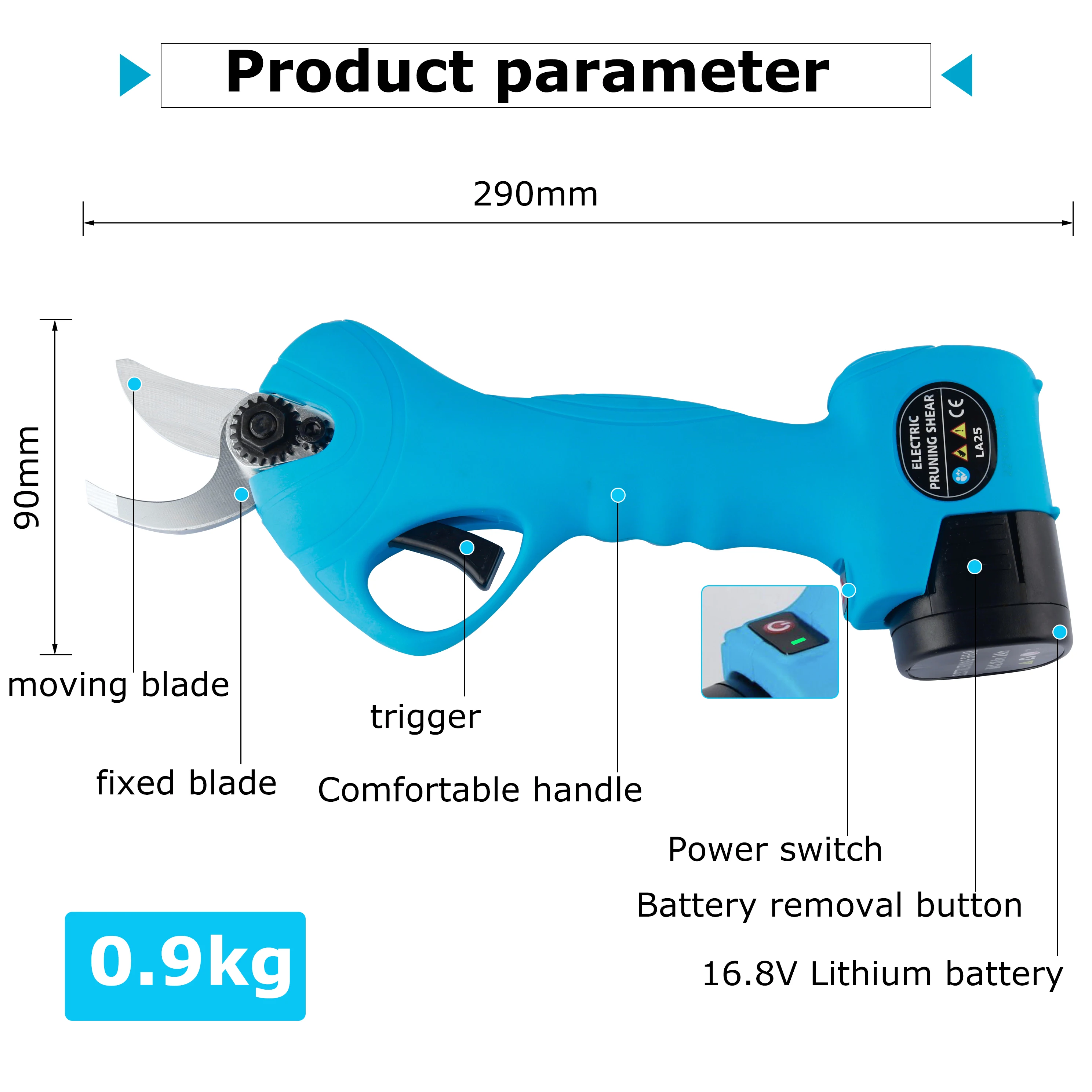 Portable Electric Branch Scissors Garden Metal Battery Pruner Electric Trimming Scissors For Olive And Grape Trees Product