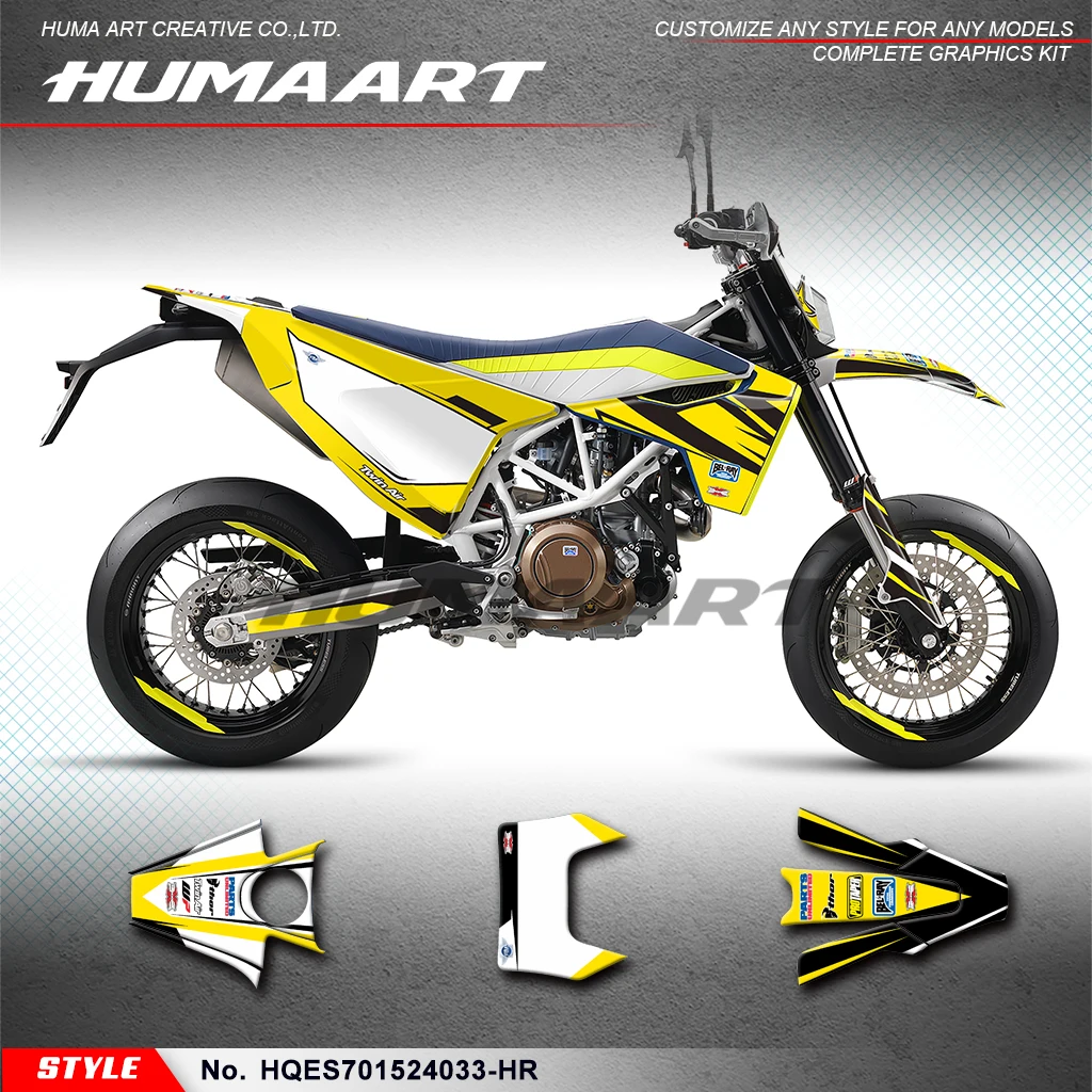 

HUMAART Sticker MX полный виниловый Custom графическая наклейка Kit для Husqvarna Enduro Supermoto 701 2015-2024, HQES701524033-HR